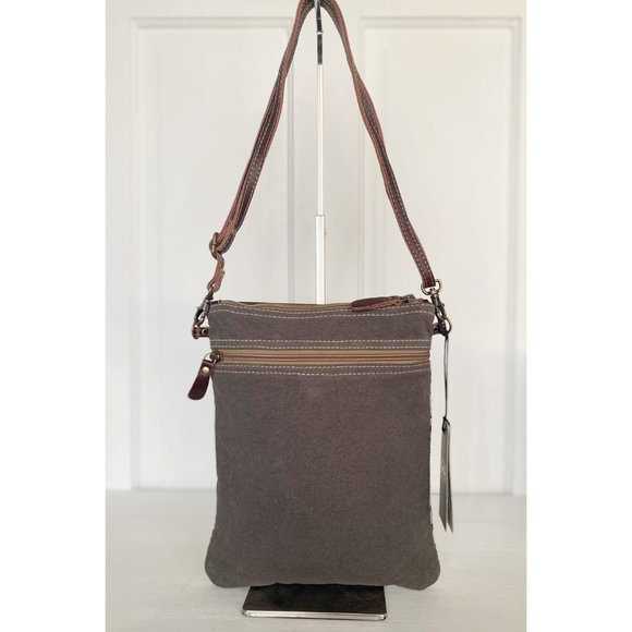 Circles Leather Canvas and Rug Crossbody Purse - Picture 4 of 9